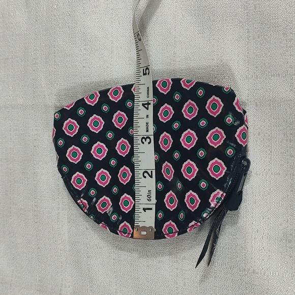 Dark Navy Blue Pink Flowers Floral Vera Bradley Small Coin Purse Bag - Picture 7 of 7